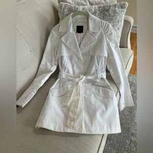 Express White Trench Coat with Tie Belt